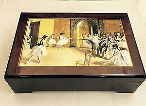 Degas Ballet Class with Dancing Ballerina Music Box