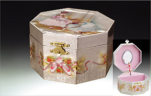 Ballerina Musical Octagon Jewelry Box 