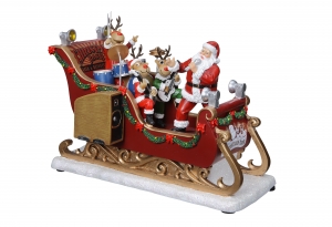 Santa & Reindeer Musical Band Sleigh Music Box