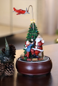 Santa with Revolving Airplane Music Box 