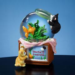 Kitty and Fish Musical Tilted Waterglobe 