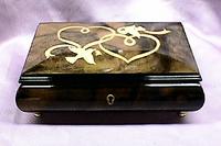 Double Heart with Doves Inlaid Italian Music Box #46db