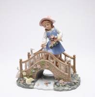 Girl On Bridge Porcelain Music Box #80021 