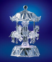 3 Horse Acrylic Musical Carousel #IC90035