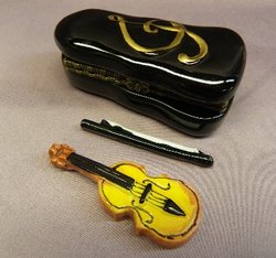 Violin Limoge Style Trinket Box #732