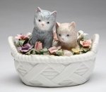 Porcelain Kittens in a Basket #P73776